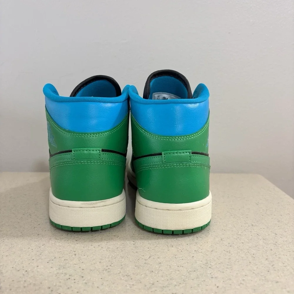 Nike Air Jordan 1 Mid Green Black Blue BQ6472-033 Size 8.5 Women's Excellent - Picture 6 of 15